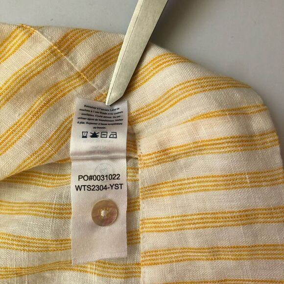 Faherty Isha Top Yellow Stripe Linen Size Medium NWT - Picture 12 of 15